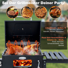 HOMAVO BBQ-DC Holzkohlegrill, Schwarz
