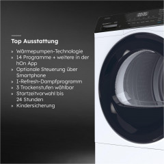 HAIER HD91-A3939E-DE Wärmepumpentrockner I PRO 3 (9 kg, Weiß)