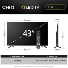 CHIQ U43QST 43 Zoll 4K UHD QLED QLED TV (Flat, 43 Zoll / 109 cm, UHD 4K, SMART TV)