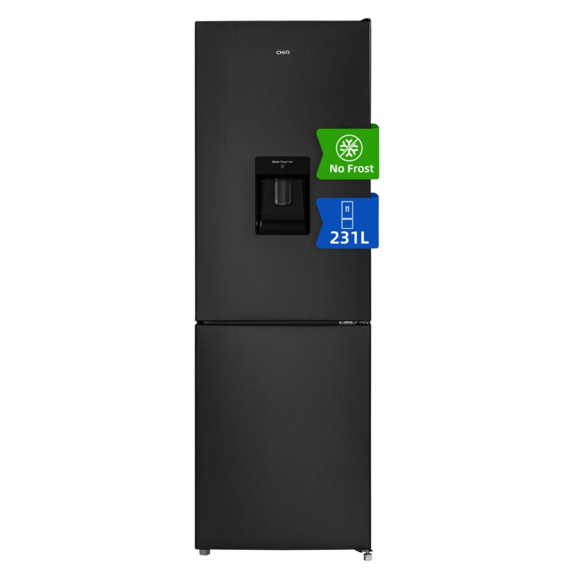 CHIQ FBM228NE4DE No Frost mit Wasserspender Kühlgefrierkombination (E, 221 kWh, 170 cm hoch, Dunkel Edelstahl)