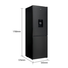 CHIQ FBM228NE4DE No Frost mit Wasserspender Kühlgefrierkombination (E, 221 kWh, 170 cm hoch, Dunkel Edelstahl)