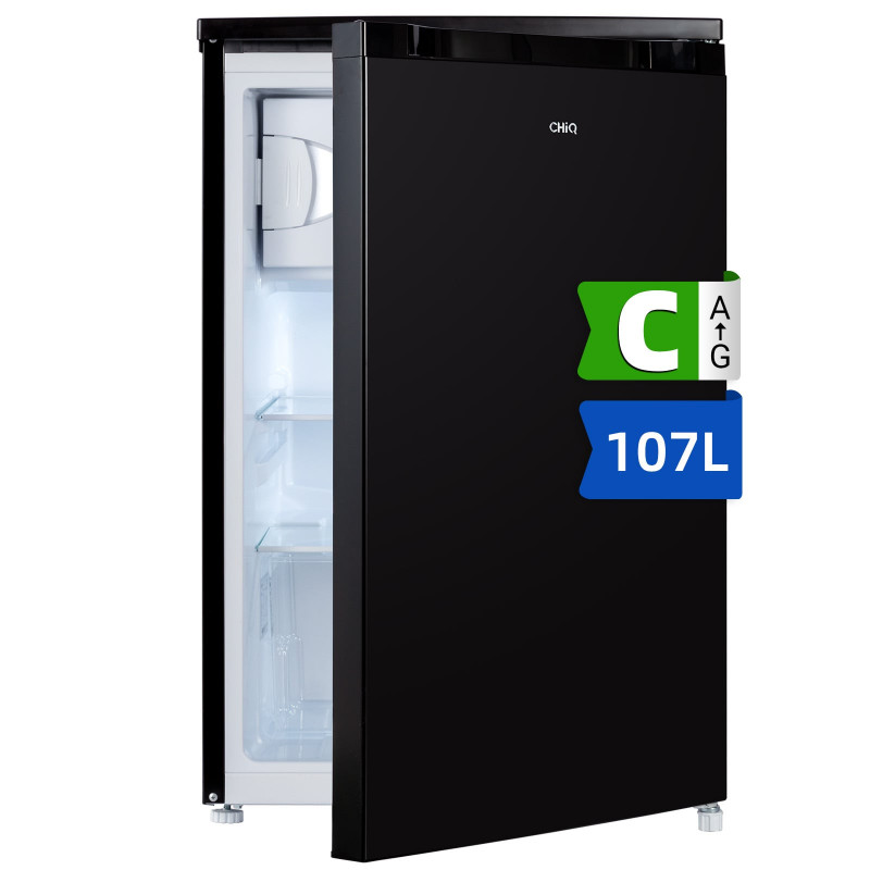 CHIQ CTT107BC LED Light Auto Drain Kühlgefrierkombination (C, 845 mm hoch, Schwarz)
