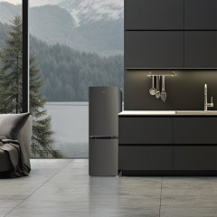 CHIQ CBM157LC Low Frost Energiesparend Kühl-Gefrier-Kombination (C, 121 kWh, 1440 mm hoch, Dunkel Edelstahl)