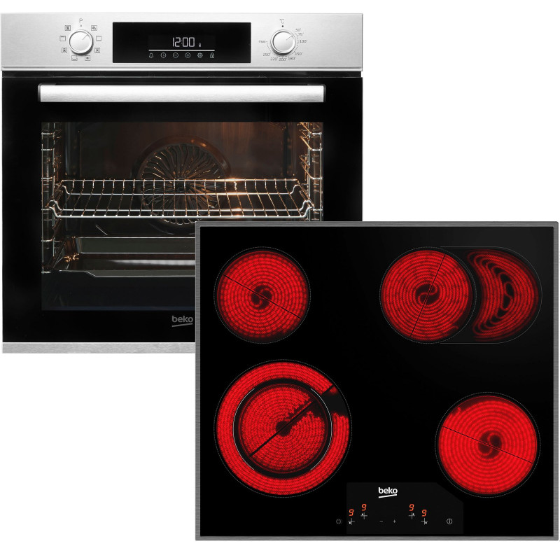 BEKO Backofen-Set »BBSM12320X« mit Teleskopauszug nachrüstbar Hydrolyse Set, Gleichmäßige Heißluft für perfekte Ergebnisse dank Aeroperfect