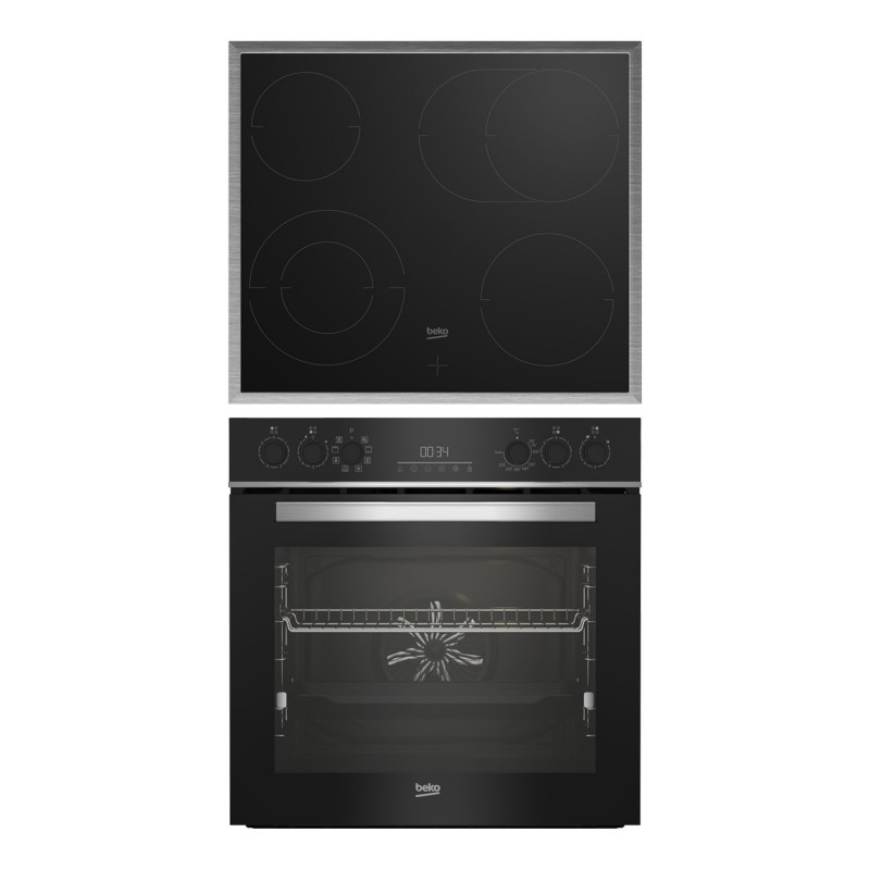 BEKO BBUM13329XS, Einbauherdset (Glaskeramikkochfeld, A, 72 l)