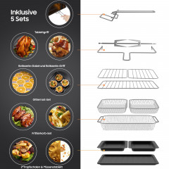 DEWELLING Dual Zone Heißluftfritteuse XXL Airfryer 23L Heißluftfriteuse 2200 Watt Schwarz