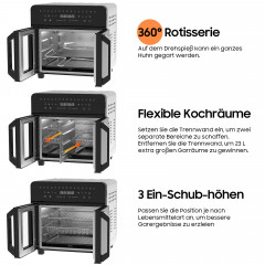 DEWELLING Dual Zone Heißluftfritteuse XXL Airfryer 23L Heißluftfriteuse 2200 Watt Schwarz