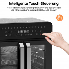 DEWELLING Dual Zone Heißluftfritteuse XXL Airfryer 23L Heißluftfriteuse 2200 Watt Schwarz