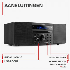 AUDIZIO Radio/CD-Player Prato DAB Radio, KW|DAB+|DAB, DAB, Bluetooth, Schwarz