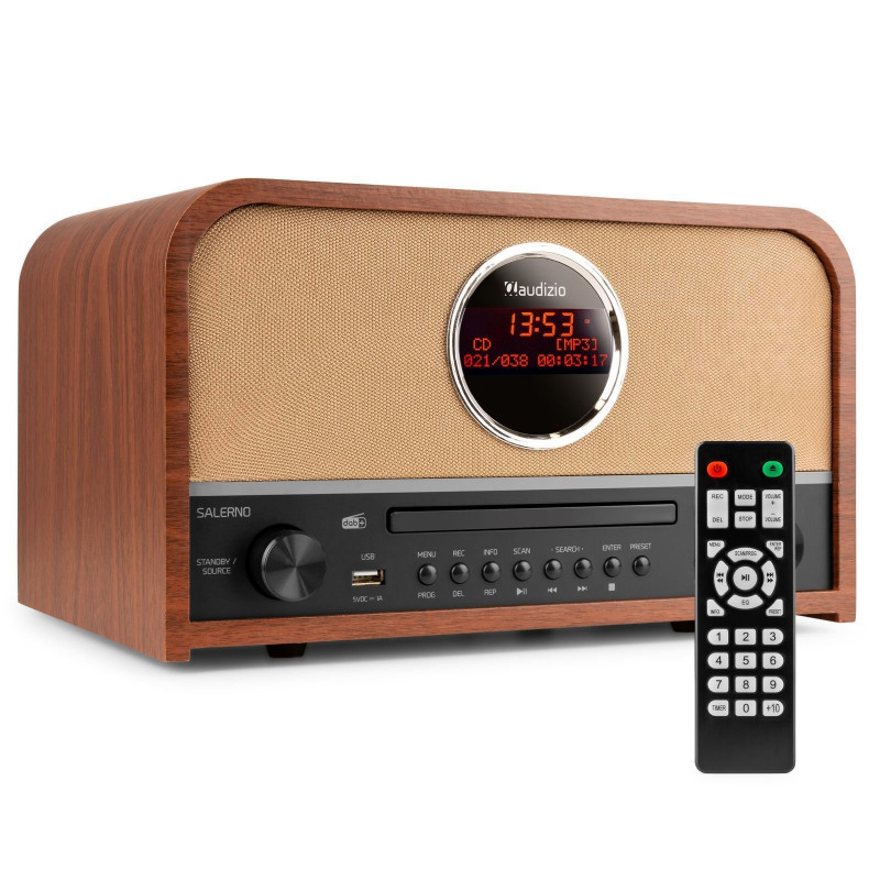 AUDIZIO Radio/CD-Player Salerno DAB Radio, KW|DAB+|DAB, FM, DAB+, DAB, Bluetooth, Braun