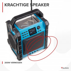 AUDIZIO Temi-XL Jobsite Baustellenradio, KW|DAB+|DAB, FM, DAB+, DAB, Bluetooth, Blau