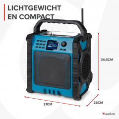 AUDIZIO Temi-XL Jobsite Baustellenradio, KW|DAB+|DAB, FM, DAB+, DAB, Bluetooth, Blau