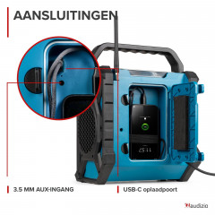 AUDIZIO Temi-XL Jobsite Baustellenradio, KW|DAB+|DAB, FM, DAB+, DAB, Bluetooth, Blau