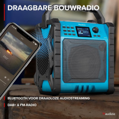 AUDIZIO Temi-XL Jobsite Baustellenradio, KW|DAB+|DAB, FM, DAB+, DAB, Bluetooth, Blau