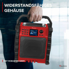 AUDIZIO Jobsite XL Baustellenradio, KW|DAB+|DAB, KW, DAB+, DAB, Bluetooth, Rot