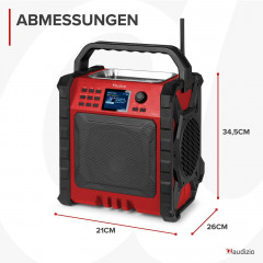 AUDIZIO Jobsite XL Baustellenradio, KW|DAB+|DAB, KW, DAB+, DAB, Bluetooth, Rot