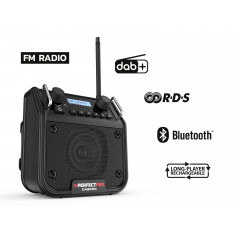PerfectPro DABPRO Baustellenradio DAB+, UKW AUX, Bluetooth® stoßfest, spritzwassergeschützt, staubdicht Schwarz