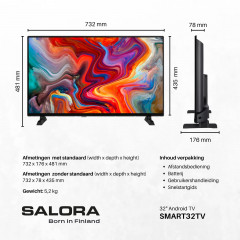SALORA SMART32TV Smart TV (Flat, 32 Zoll / 81 cm, HD-ready, SMART TV, Android)