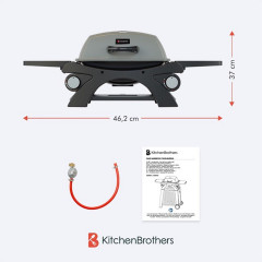 KITCHENBROTHERS KB4016 Gasgrill, Schwarz/Grau