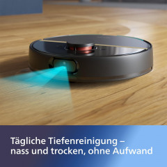 PHILIPS XU7000/01 HomeRun 7000 Series Aqua mit Wischfunktion und App, Hindernissenerkennung, Saugroboter