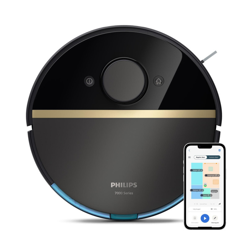 PHILIPS XU7000/01 HomeRun 7000 Series Aqua mit Wischfunktion und App, Hindernissenerkennung, Saugroboter