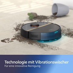PHILIPS XU7000/01 HomeRun 7000 Series Aqua mit Wischfunktion und App, Hindernissenerkennung, Saugroboter