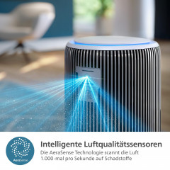 PHILIPS AC3220/10 PureProctect 3200 Series intelligenter Luftreiniger Silber/Arktisweiß (36 Watt, Raumgröße: 135 m², HEPA-, Aktivkohle-, Vorfilter)