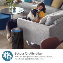 PHILIPS AC3221/13 PureProctect 3200 Series intelligenter Luftreiniger Anthrazit (36 Watt, Raumgröße: 135 m², HEPA-, Aktivkohle-, Vorfilter)