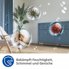 PHILIPS DE3306/11 Series 3000 4L Luftentfeuchter Weiß (258 Watt, Entfeuchterleistung: 34,3 l/d, Raumgröße: 150 m³)
