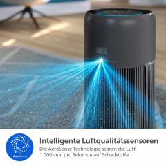 PHILIPS AC2221/13 PureProctect Quiet 2200 Series, Luftreiniger Dunkelgrau (28 Watt, Raumgröße: 109 m², HEPA-, Aktivkohle-, Vorfilter)