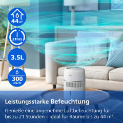 PHILIPS HU4210/04 4000 Series Luftbefeuchter Weiß (3 Watt, Raumgröße: 44 m²)