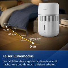 PHILIPS HU4210/04 4000 Series Luftbefeuchter Weiß (3 Watt, Raumgröße: 44 m²)