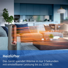 PHILIPS AMF970/10 Luftreiniger, Ventilator, Heizlüfter, Luftbefeuchter Anthrazitgrau/Aschgold (2200 Watt, Raumgröße: 48 m², 3-Schichten-HEPA-Filtersystem (Vorfilter, HEPA- und Aktivkohlefilter))