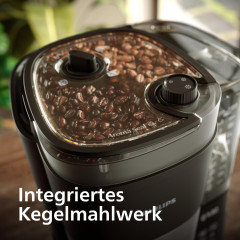 PHILIPS All-in-1 Brew Filterkaffeemaschine mit integriertem Mahlwerk HD7900/90, Kaffeemaschine mit Zeitschaltuhr (Timer) Schwarz/Edelstahl