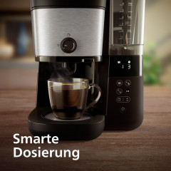 PHILIPS All-in-1 Brew Filterkaffeemaschine mit integriertem Mahlwerk HD7900/90, Kaffeemaschine mit Zeitschaltuhr (Timer) Schwarz/Edelstahl