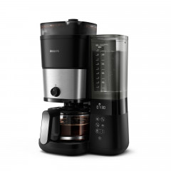 PHILIPS All-in-1 Brew Filterkaffeemaschine mit integriertem Mahlwerk HD7900/90, Kaffeemaschine mit Zeitschaltuhr (Timer) Schwarz/Edelstahl