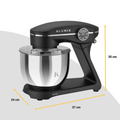 KLAMER Knetmaschine Küchenmaschine Schwarz (Rührschüsselkapazität: 6 l, 1800 Watt)