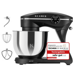 KLAMER Knetmaschine Küchenmaschine Schwarz (Rührschüsselkapazität: 6 l, 1800 Watt) KLAMER Knetmaschine Küchenmaschine Schwarz (Rührschüsselkapazität: 6 l, 1800 Watt)