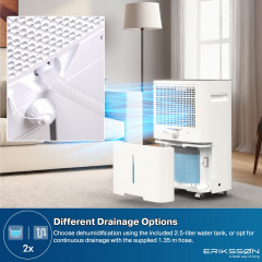 ERIKSSØN 20L/24h Dry Pro Plus Luftentfeuchter White, Raumgröße: 70 m²)