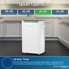 ERIKSSØN 20L/24h Dry Pro Plus Luftentfeuchter White, Raumgröße: 70 m²)