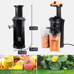 KLAMER Entsafter 150W Slow Juicer 150 Watt, Schwarz