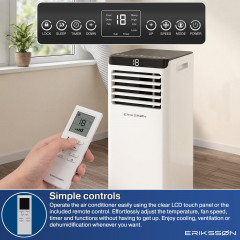 ERIKSSØN Silent Comfort Series Klimagerät weiß Mobile Klimagerät Schwarz (Max. Raumgröße: 30 m², EEK: A)