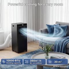 ERIKSSØN Silent Comfort Series Klimagerät Schwarz Mobile Klimagerät Schwarz (Max. Raumgröße: 30 m², EEK: A)