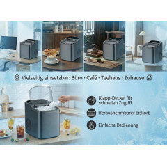 BYTELIKE 12kg/24h 95W 1,2L Selbstreinigend 6-10 Min. Eiswürfelmaschine