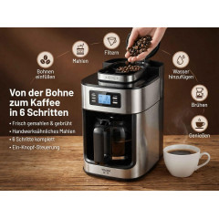 DEBUY 1,2L Mahlwerk 1000W Edelstahl Kaffeemaschine Silber