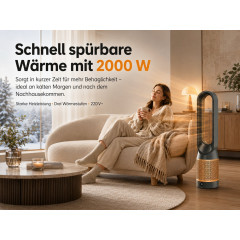 UWOT 3-in-1: Heizen, Kühlen & Luftreinigen Standventilator Gold