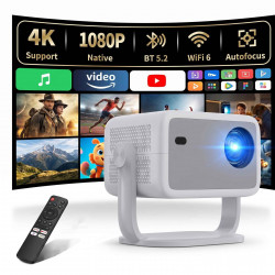 DEBUY Native 1080P 4K-Decoding Auto-Fokus WiFi 6 Mini Beamer(Full-HD+, 650 ANSI-Lumen)