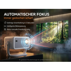 DEBUY Native 1080P 4K-Decoding Auto-Fokus WiFi 6 Mini Beamer(Full-HD+, 650 ANSI-Lumen)